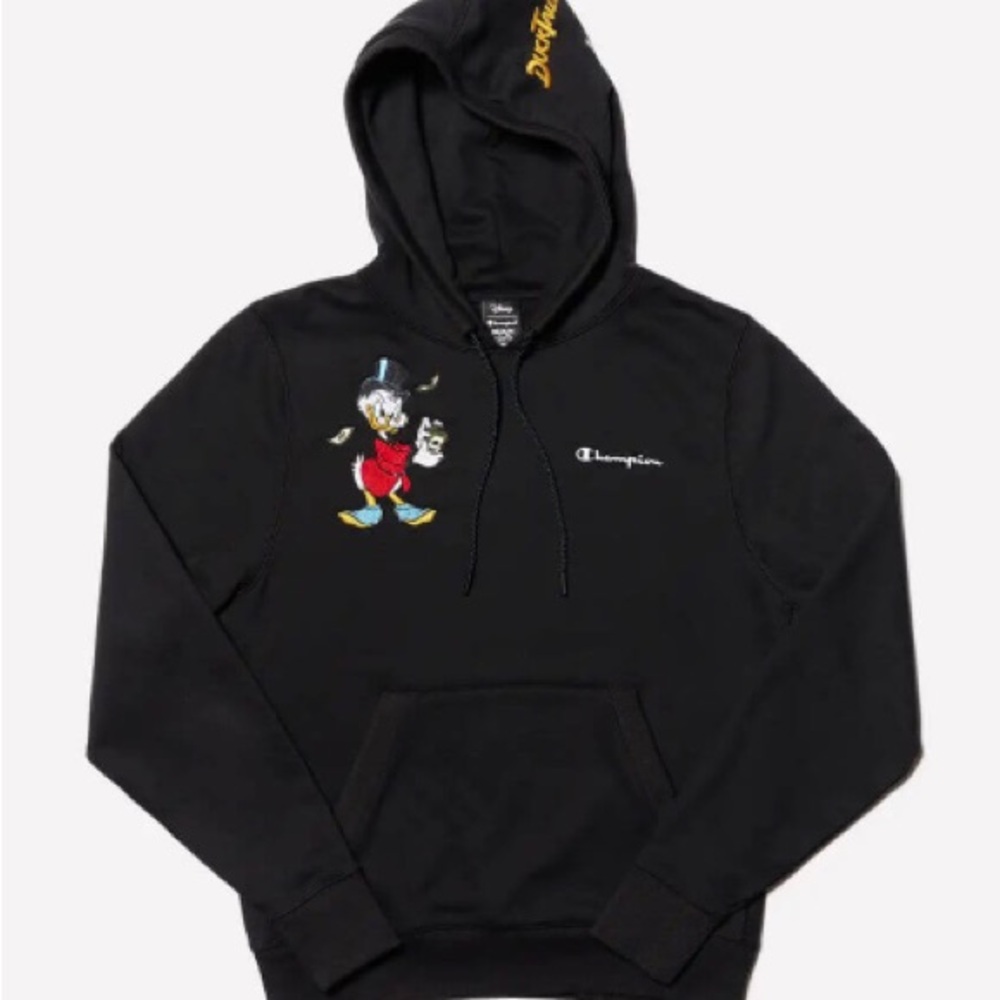 Limited Edition Champion Black Hoodie with Cartoon Graphic